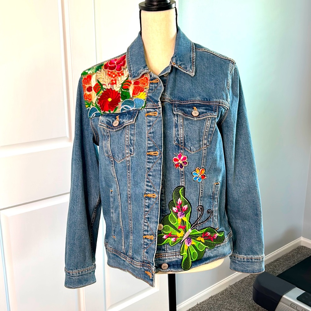 Custom Sugar Skull Jean Jacket.
